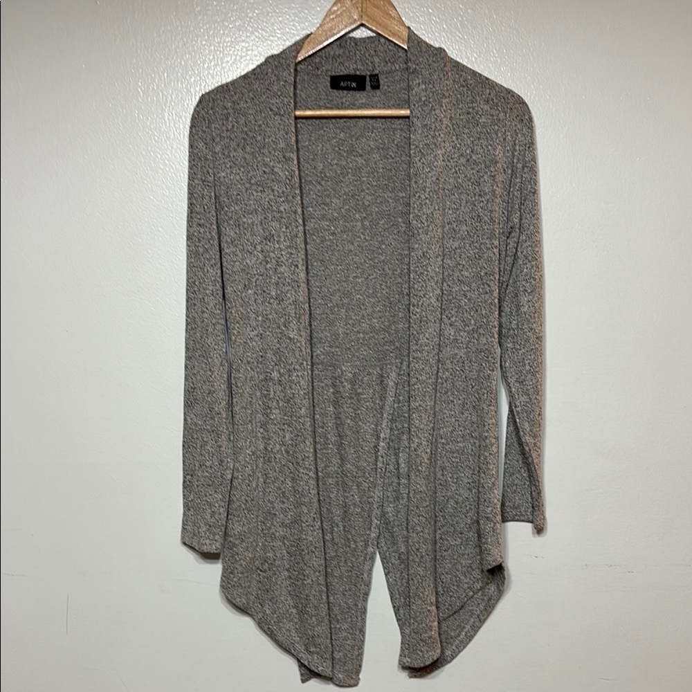 Apt 9 Heathered Light Gray Light Weight Open Front Cardigan W/ Back Slit Size SP